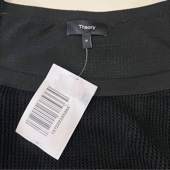 Theory Textured Knit Pointelle Midi Dress Sleeveless Straight Fit Black M NWT - Picture 13 of 14